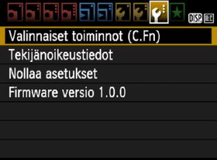 3 Valinnaisten toimintojen määrittäminenn 1 Valitse [Valinnaiset toiminnot (C.Fn)]. Valitse [7]-välilehdessä [Valinnaiset toiminnot (C.
