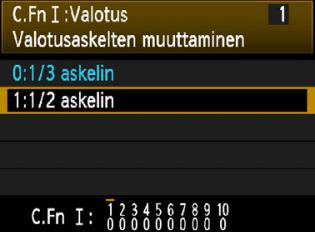 Kunin valinnaisen toiminnon numeron nyyiset asetuset näyvät unin toiminnon numeron alapuolella näytön alaosassa. Poistu asetusesta.