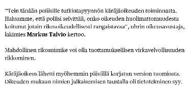 asia, jonka mukana lähti täysin asiaankuulumaton liite, kertoo Pamin