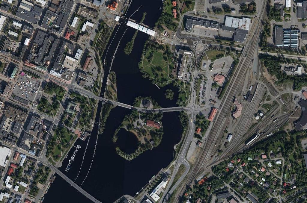 JOENSUUN ASEMASEUDUN TÄYDENTÄVÄ TÄRINÄSELVITYS Kuva. Ilmakuva asemanseudun leissuunnitelman suunnittelualueesta. Kuva: Joensuun kaupunki.