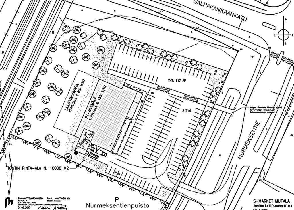 0 Kuva : Alustava suunnitelma Jukolankadun ja Nurmeksentien kiertoliittymästä. Ei mittakaavassa. TAVOITTEET ASEMAKAAVAN SUUNNITTELUN TARVE Kuva : PKO:n esittämä tontinkäyttösuunnitelma.