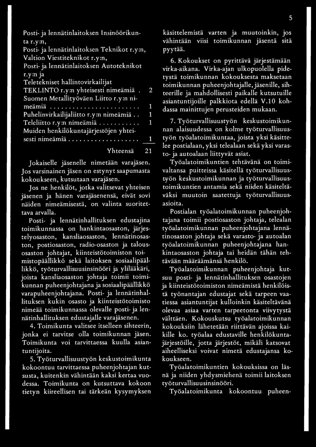 yrn nimeämiä.. 1 Teleliitto r.y:n nim eäm iä... 1 Muiden henkilökuntajärjestöjen yhteisesti nim eäm iä... 1 Yhteensä 21 Jokaiselle jäsenelle nimetään varajäsen.
