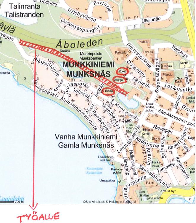 Helsingin kaupunki Pöytäkirja 2 (5) tie. Kyseessä on Munkkipuiston kevyen liikenteen väylän rakentaminen.