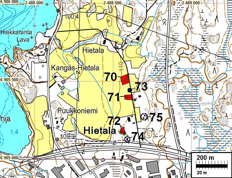Ilmakuva s. 21 silti erottuva. Rajaus pintalöytöjen perusteella hyvä.