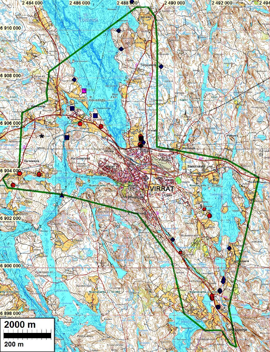 4 Yleiskartta Tutkimusalue rajattu vihreällä viivalla.