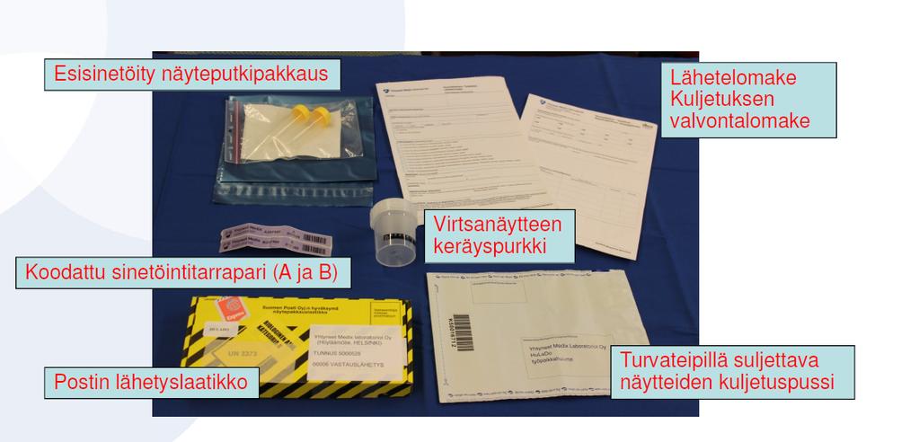 1 / 25.9.2017 4/5 - lisäksi tarvitaan ph-liuskat: ph indicator strips ph, 0-14. Tuotenumero 1.09535.001 7 Näytteenanto ja käsittely 7.1 Verinäyte Asiakkaan annetaan valita näytteenottoputket.