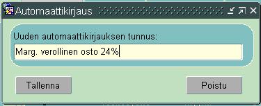 Valitse parametri myös tilille 3436, jolloin