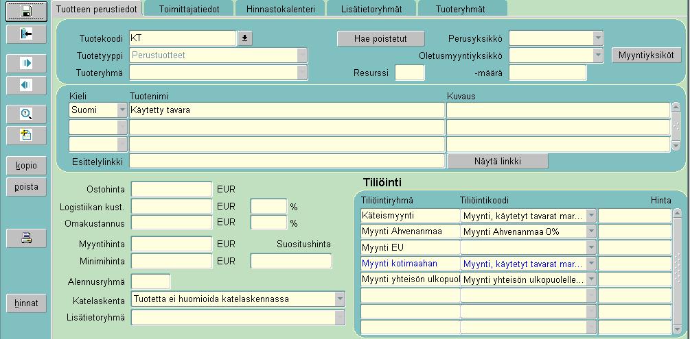 Lisää tuoterekisterissä halutuille tuotteille marg.