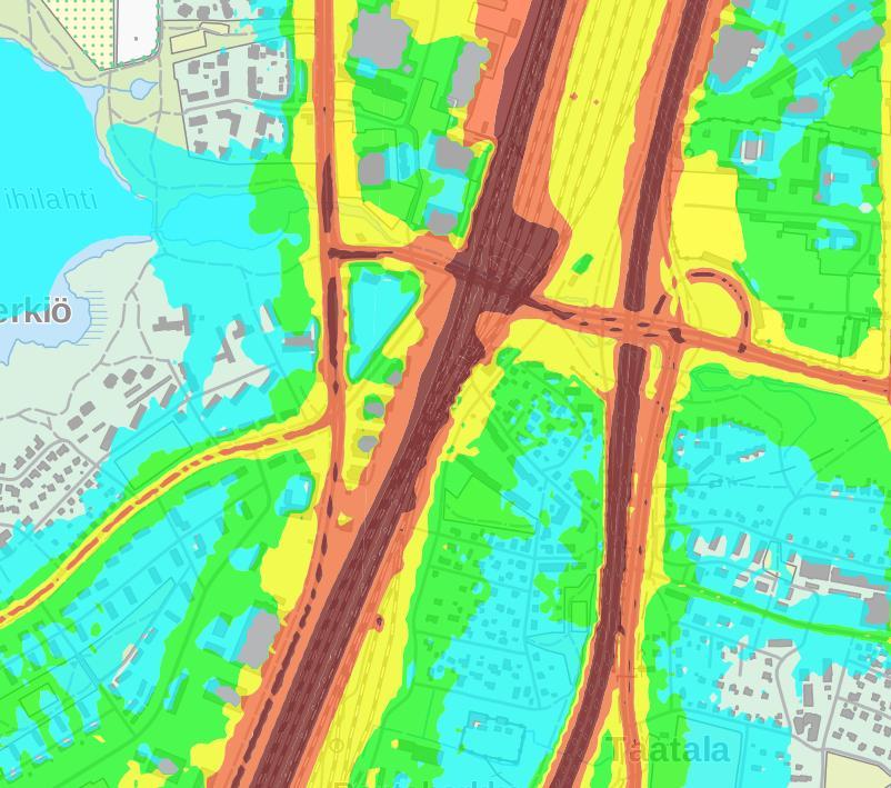 Ote Tampereen kaupungin ympäristömeluselvityksestä 2011 Tieliikenne-, Raideliikenne-, Teollisuus- ja