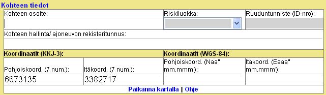 L-17 (72) L.2.3 Kohteen tiedot Määrittele tapahtumapaikka Paikanna kartalla -komennolla!