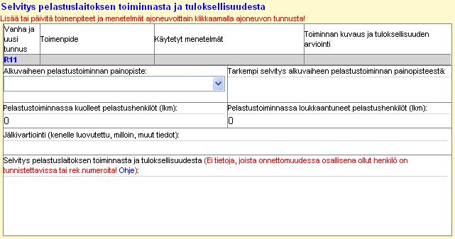 L-49 (72) L.2.8 Selvitys pelastuslaitoksen toiminnasta ja tuloksellisuudesta L.2.8.1 Käytetyt toimenpiteet ja menetelmät Näpäytä yksikön tunnusta lisätäksesi ko.