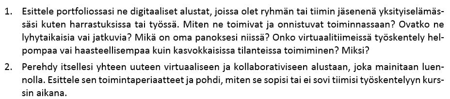 Ks. Digitaalisen portfolion tehtävä