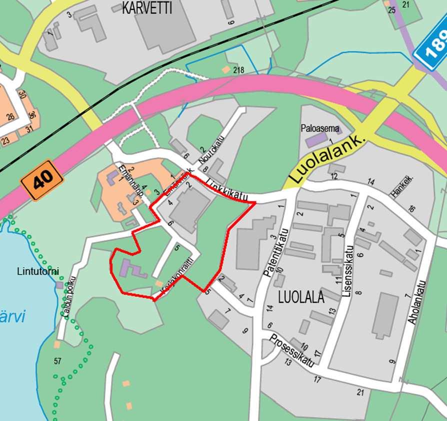 Naantalin kaupunki Asemakaavan selostus Ak-352 sivu 2/19 1.2 Kaava-alueen sijainti Asemakaavan muutosalue sijaitsee Naantalin Luolalan kaupunginosan 8, kortteleissa 1.