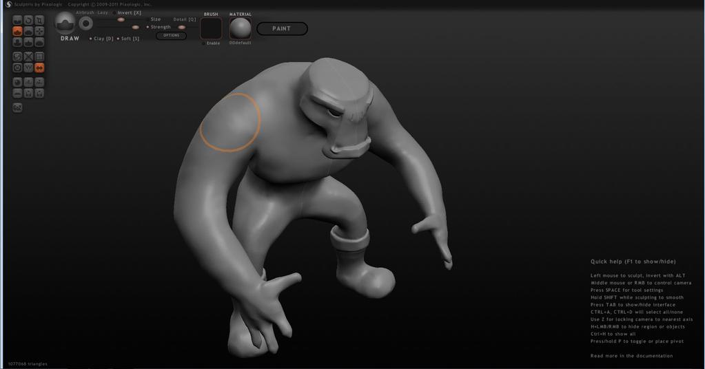 35 KUVA 24. Sculptriksessa tehty malli Sculptris ohjelma lukee polygonit kolmioina, kun taas 3ds Max lukee neliöinä.
