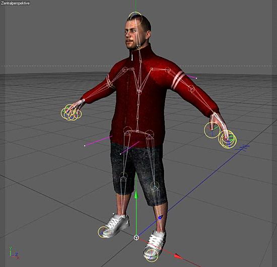 3 KUVA 1. 3D hahmo luusto-rungolla (Doschdesign 2010) 2.1 Menetelmät Hahmomallinuksessa voidaan mallintaa realistista jo olemassa olevaa esittävää mallia tai vain kuvitteellista suunniteltua hahmoa.
