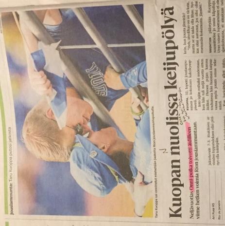 näkyvillä oleva teksti korostaa Kuopan äitiyttä ja jättää kilpailusuorituksen mainitsematta.