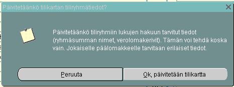 ryhmäsummanimistä ja tallenna painikkeista, sekä tasekirjaan