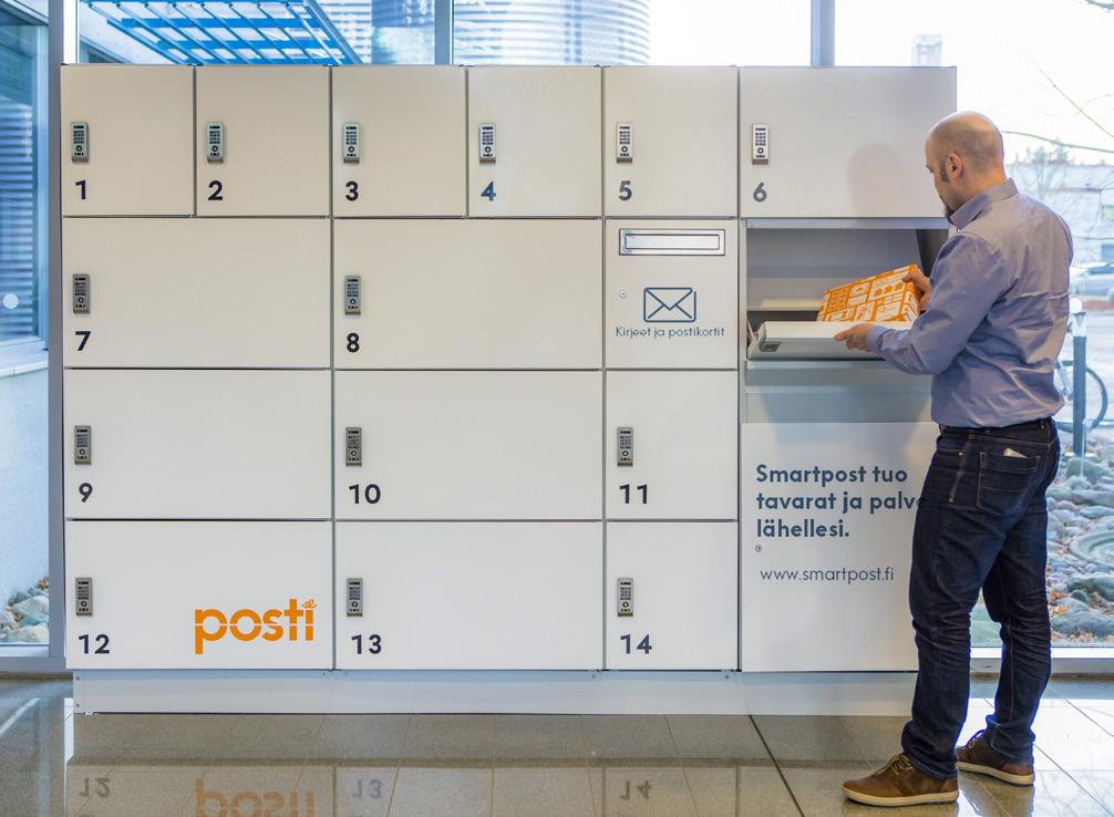 30 martpost 24/7 OTIAVEUA OTITAOAI Tässä taloyhtiössä on ostin martpost -lokerikko, joka toimii sekä pakettien että ruokalähetysten vastaanottamiseen ja postin lähettämiseen: Verkkokauppatilausten