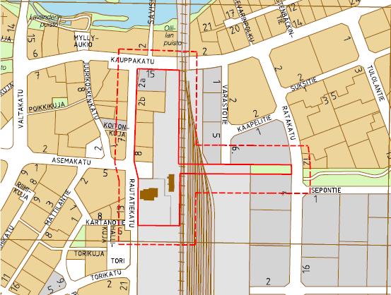 eteläpuolelle osoitettu asuin- liikeja toimistorakennusten korttelialue (AL). Vaihtoehtojen esittämisen tarkoituksena oli valita ratkaisu yleiskaavassa esitetylle yhteystarpeelle.