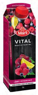 10 vitamiinia 1 l 1003675 me 15 x 2,5 dl, EUR 144 me Vadelma-mustikka + kuitu 2,5 dl