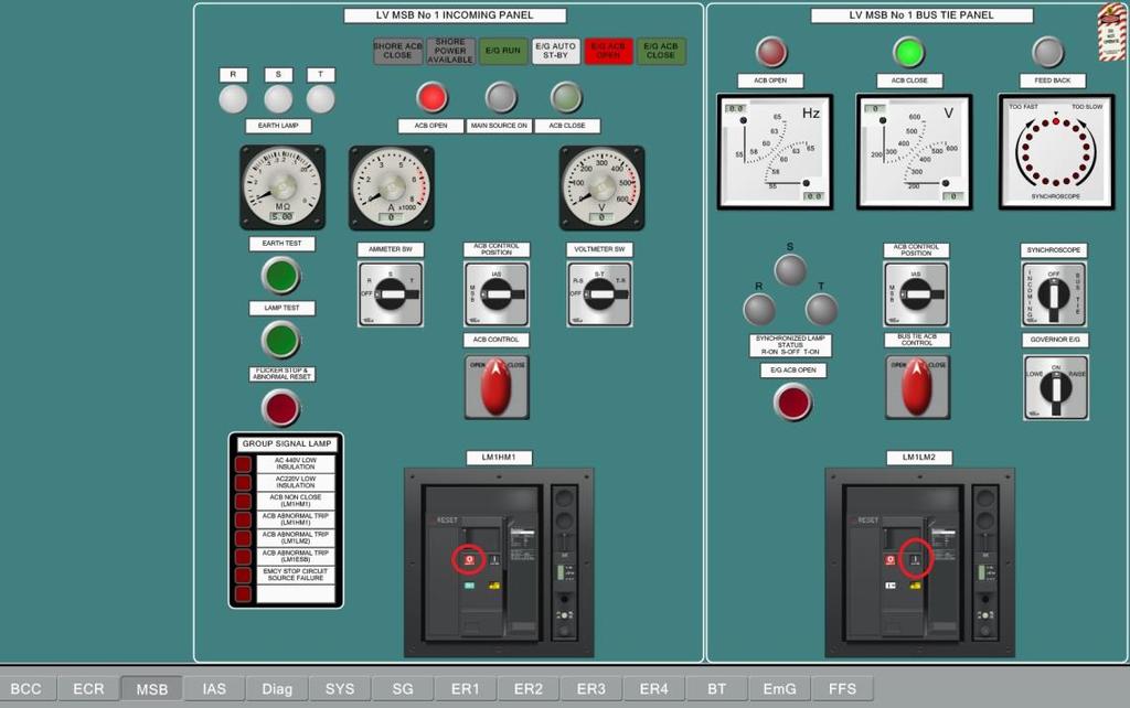 6. Kytkin LM1LM2 laitetaan kiinni ja avataan välittömästi kytkin LM1HM1. MSB > LV MSB1 Incoming & Bus Tie Panel 7.