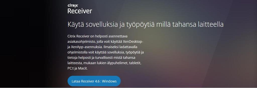 OHJE 14 (17) 8. Citrix Receiver 4.6. asennus KTJkii-rekisterinpidon työasemaan Ennen uutta Citrix Client-version (Citrix Receiver 4.