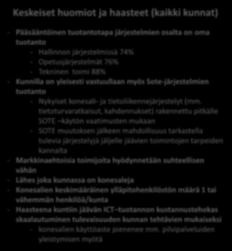 Kunnilla on yleisesti vastuullaan myös Sote-järjestelmien tuotanto - Nykyiset konesali- ja tietoliikennejärjestelyt (mm.