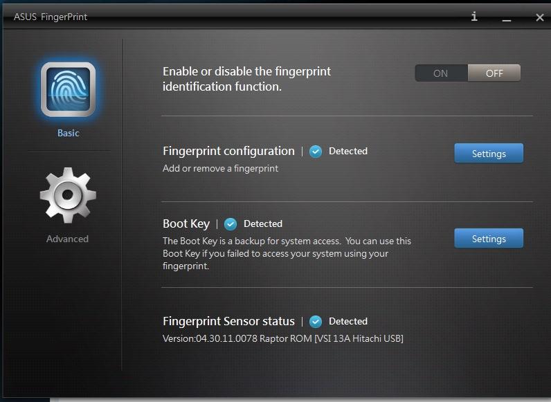 Voit käyttää tätä ikkunaa myös myöhemmin käynnistämällä ASUS FingerPrint -sovelluksen käynnistysnäytöstä.