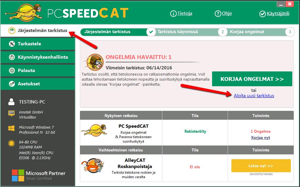 Kuten sanoimme jo, PC SpeedCAT automaattisesti tarkistaa tietokoneesi kerran viikossa, tai voit asettaa sen tarkisamaan milloin vain
