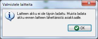 Uploader suorittaa laitteen valmisteluvaiheet itsenäisesti. Näitä ovat kellon asettaminen, laitteen tyhjentäminen sekä laitteen varaukseen liittyvät vaiheet. Nämä vaiheet kestävät jonkin aikaa.