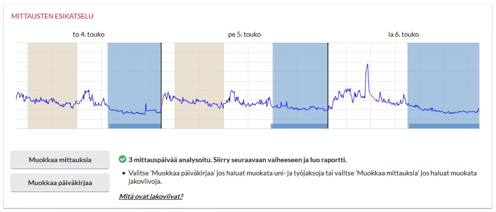 32 3. Ohjelma alkaa siirtää mittauksia laitteelta palvelimelle. Mittausten siirtäminen saattaa kestää muutamia minuutteja mittauksen pituudesta ja koneen nopeudesta riippuen. 4.