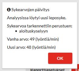 44 Ohjelma ilmoittaa myös leposykkeen laskemisesta, mikäli mitattava on nauttinut kaikkina mittauspäivinä alkoholia, nukkunut huonosti tai vastannut aloituskyselyyn