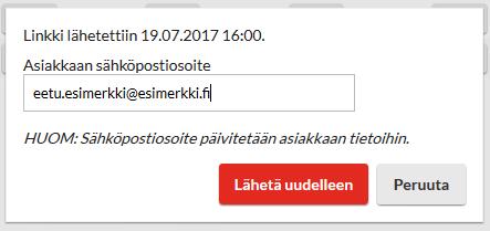 57 Ensimmäisestä sarakkeesta (Katso linkin tila) voit tarkistaa linkin tilan ja tarvittaessa lähettää sen uudelleen. Muissa sarakkeissa näet Aloituskyselyn, Henkilötiedot, Päiväkirjan ja Tavoitteet.