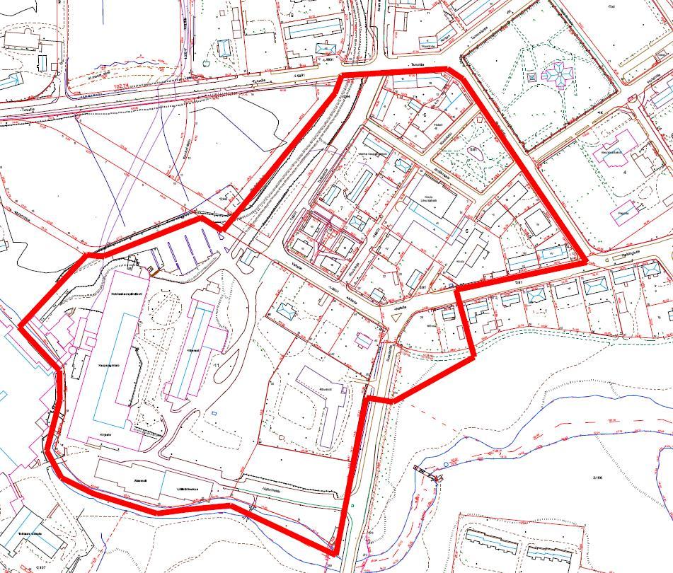 Suunniteltavan alueen rajaus on esitetty kartalla. Alue rajausta on laajennettu alkuvuodesta 2017. Rajaukseen kuuluu Valtatie kokonaisuudessaan ja Pusulantien itäpuolella olevasta Myllypuistosta osa.