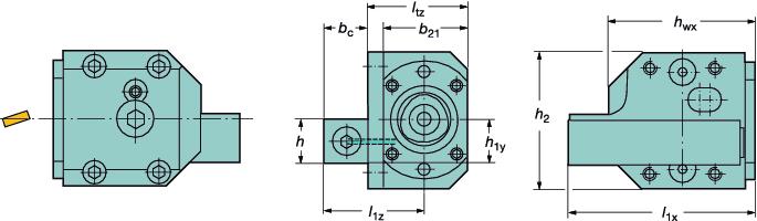 Kierresorvaus Kiinnitys revolveripäähän Tuumakoko Coromant Capto -työkalujen kiristysmomentti: Mitat, mm h, koko, mm Liitoskoko Tilauskoodi b c b 21 h wx h 1y h 2 1x l tz l 1z l 25 C4