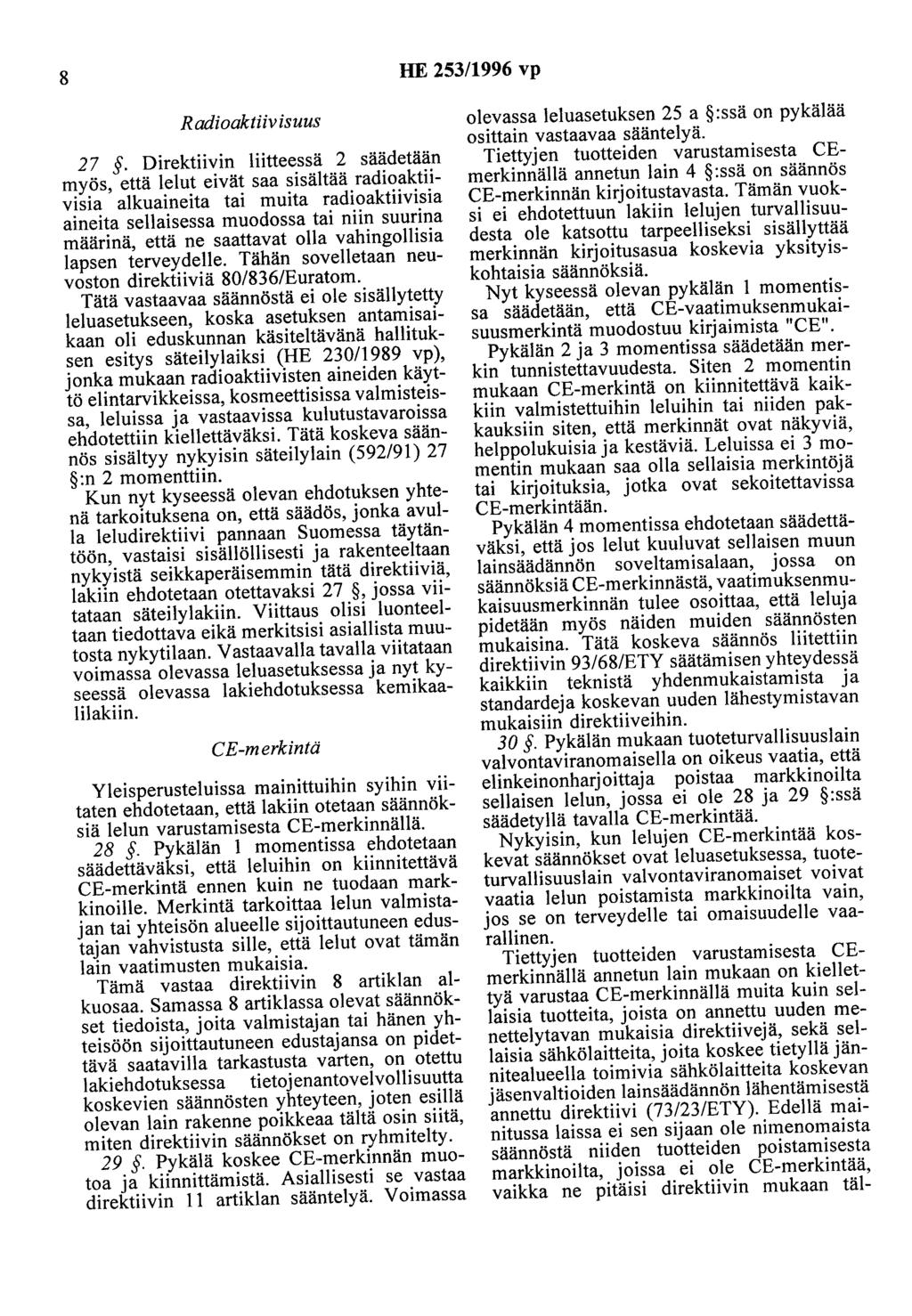 8 HE 253/1996 vp Radioaktiivisuus 27.