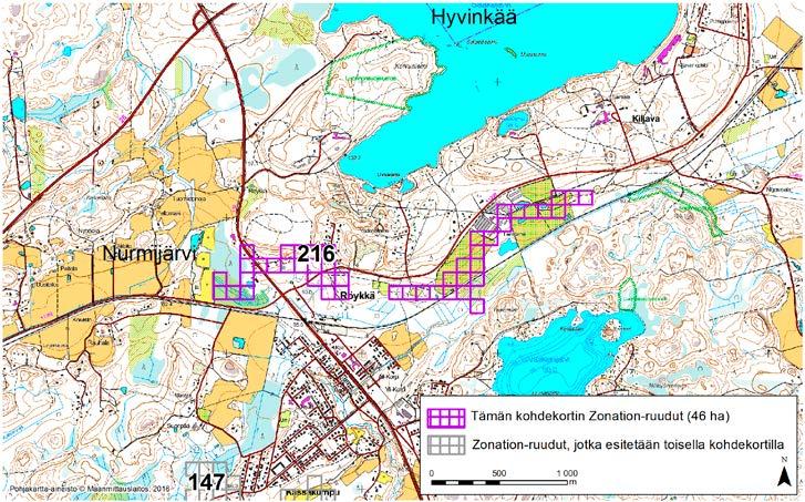 Nurmijärvi, Zonation-aluetunnus 216 NURMIJÄRVI (216) Alue sijaitsee Nurmijärven luoteisosassa Röykän kylässä, Sääksjärven ja Vaaksinjärven välissä.