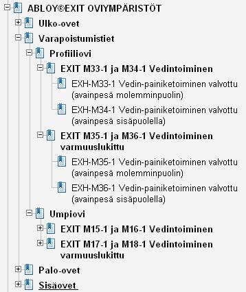 Ovikortit sisältävät täydellisen listauksen ABLOY -tuotteista lukkojen, pintahelojen, sulkijoiden, rakennushelojen ja sähköisten lisätarvikkeiden osalta.