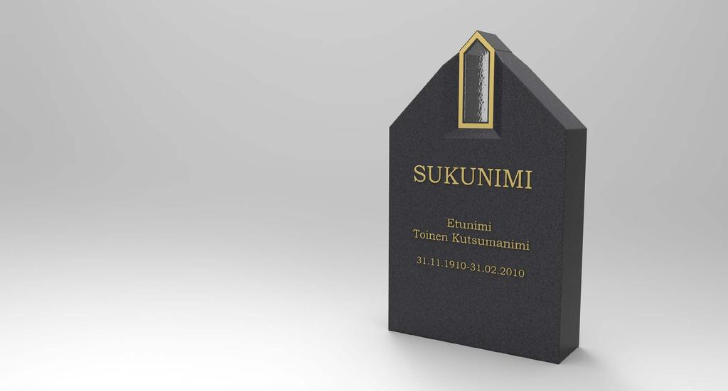 Talonomainen tunnelma syntyy kiven harjakattomaisesta muodosta sekä lyhtykehyksestä, joka on sijoitettu kiven yläosaan.