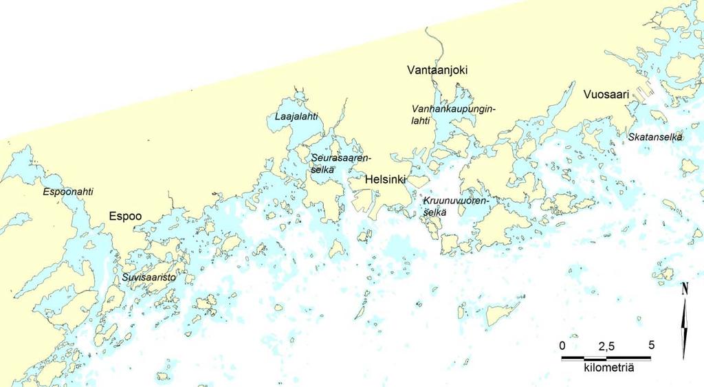 Kuva 1. Yleiskartta tarkkailualueesta. 2.2. Kalasto Vuonna 2017 tarkkailualueella on kaksi puhdistettujen asumajätevesien purkupaikkaa.