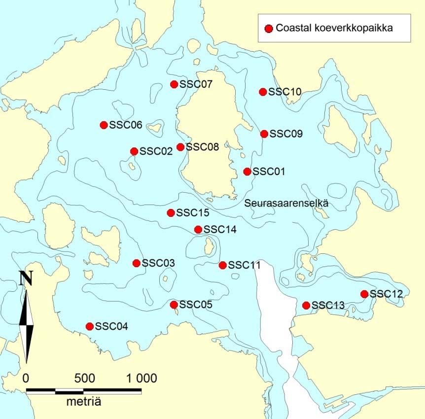 KKJ3 ETRS-TM35FIN id syvyysvyöhyke x y pituus leveys SSC01 0-3 m 3383084 6675933 382961 6673130 SSC02 3-6 m 3382100 6676109 381977 6673306 SSC03 0-3 m 3382120 6675137 381997 6672334 SSC04 0-3 m