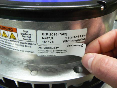 Turvaohjeita Sticking the AM-MODBUS-W inside label on the ECblue housing. Sticking the EM-W inside label on the ECblue housing.