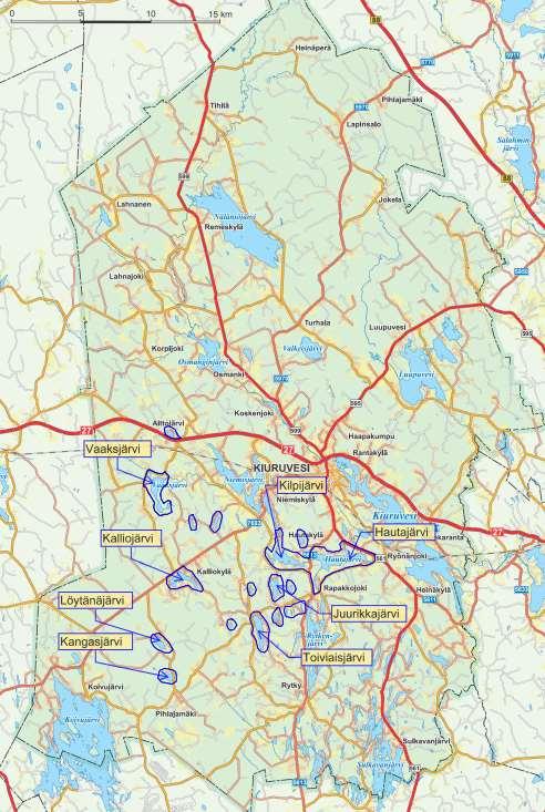 Lähtökohdat 3 Rantaosayleiskaava-alue Rantaosayleiskaava-alue sijaitsee kunnan keski- ja eteläosissa. Kaava-alueeseen kuuluu 8 järveä, 11 pientä järveä ja lampea (1-20 ha) ja 4 jokiosuutta.