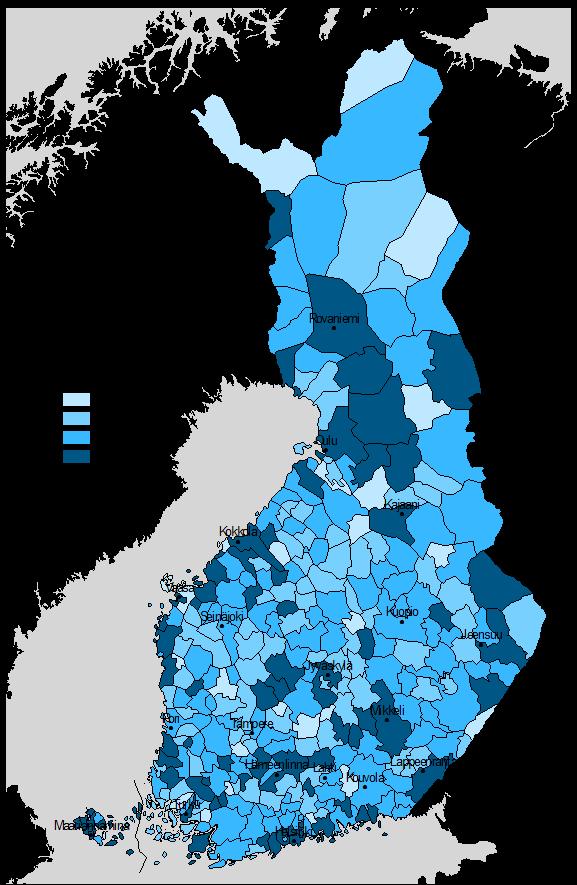 Kartta 5. Väkiluvun muutos 2016. Lähde: AlueOnline (huom. muista poiketen vain yksi vuosi) Kartta 6. Luonnollinen väestönlisäys 2014-2016.