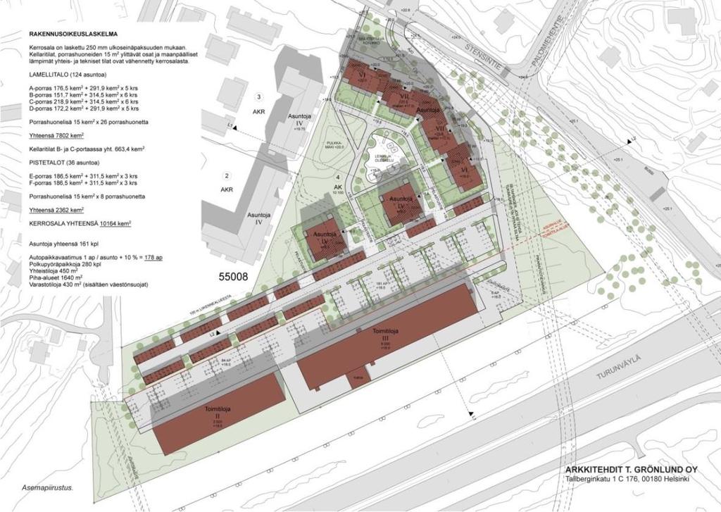 4 korttelissa 55008. Arkkitehdit T. Grönlund Oy. 17.11.2014.