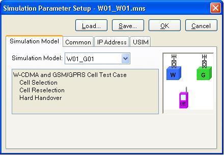 Tässä mittauksessa valitaan pudotusvalikosta W01_G01 (2), jossa W01 ilmaisee WCDMA-tukiasemaa ja G01 GSM-tukiasemaa.