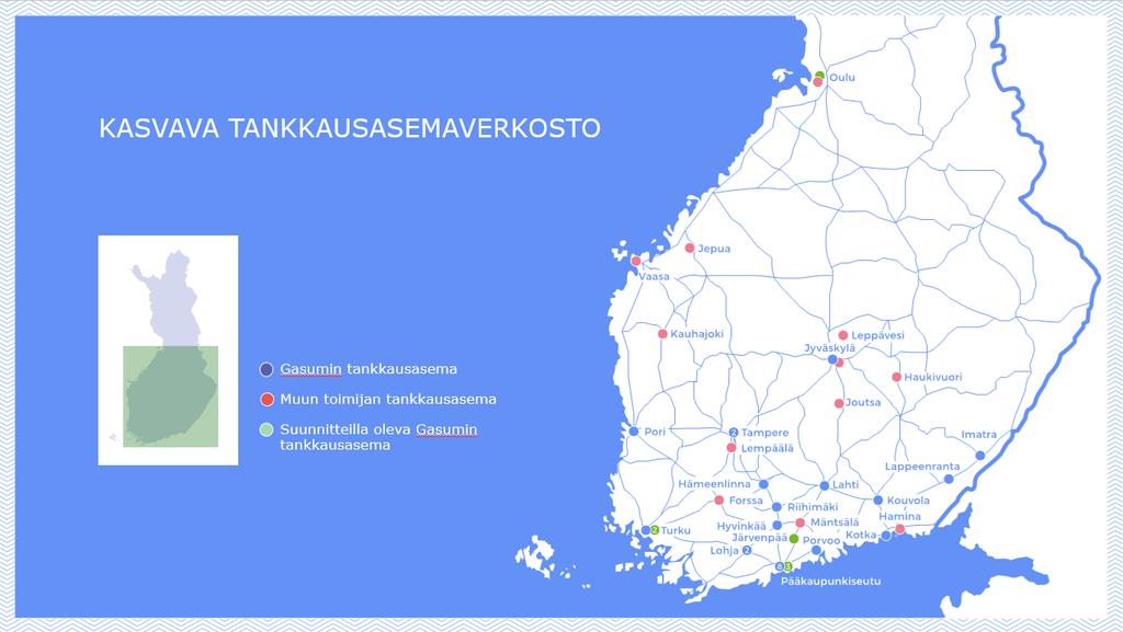 KASVAVA TANKKAUSASEMAVERKOSTO 26 + 35 Gasumin tankkausasema Muun toimijan tankkausasema