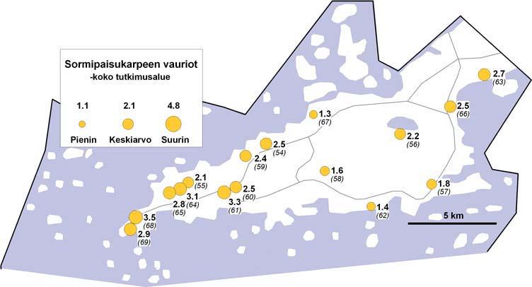 LIITE 1/6 Liite 1. Ilmanlaadun bioindikaattoriseuranta Hangon kaupungin alueella Hangon kaupungin alueella sĳ aitsi 16 havaintoalaa ja viisi näytealaa, joilta kerä iin neulasnäy eet.