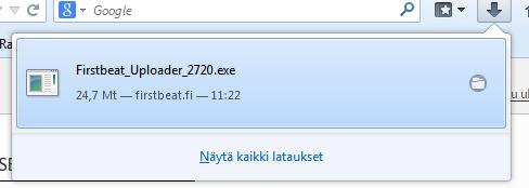 Asennuksen jälkeen Hyvinvointianalyysi on käyttövalmis. Firstbeat Uploader Pluginin asennuspaketin löydät täältä: http:///fi/omatsivut/ohjelmistolataukset/ Voit myös seuraavan polun mukaan: www.