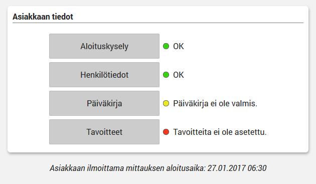 Mikäli asiakkaalle ei sähköpostiviestiä lähetetä (profiiliin ei ole asetettu sähköpostiosoitetta), tiedot on mahdollista lisätä Hyvinvointianalyysiin myös asiantuntijan toimesta.